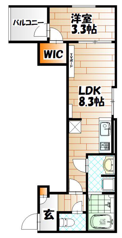 TIDY西小倉(1LDK/1階)の間取り写真