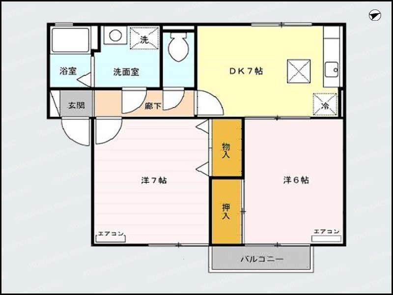 セジュールFXK・A棟(2DK/1階)の間取り写真