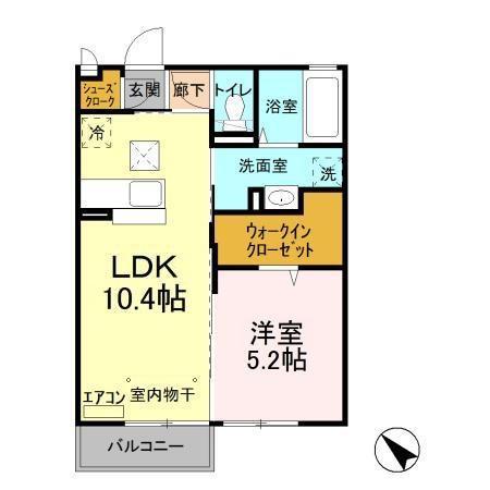 シャンテクレール I(1LDK/1階)の間取り写真