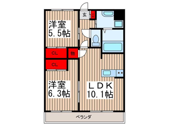 グランドール(2LDK/2階)の間取り写真