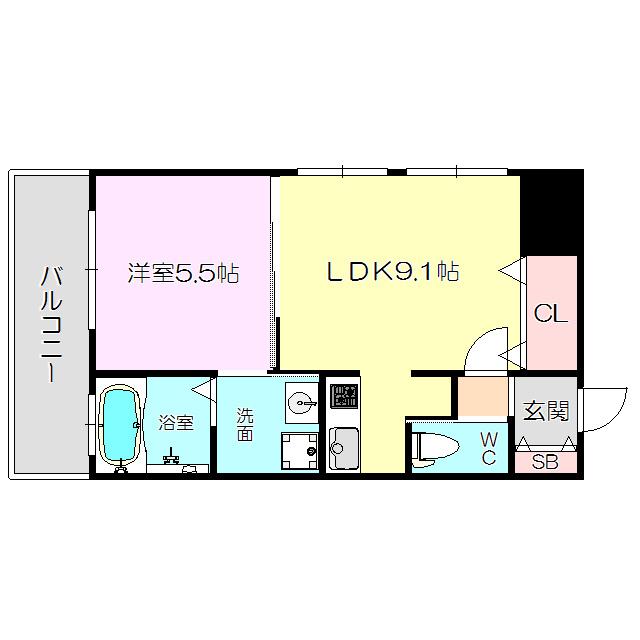 アーバンフラッツ西中島(1LDK/5階)の間取り写真