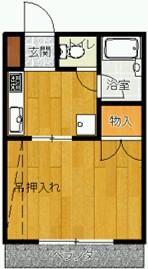 ラ・フォンティーヌ(1K/2階)の間取り写真