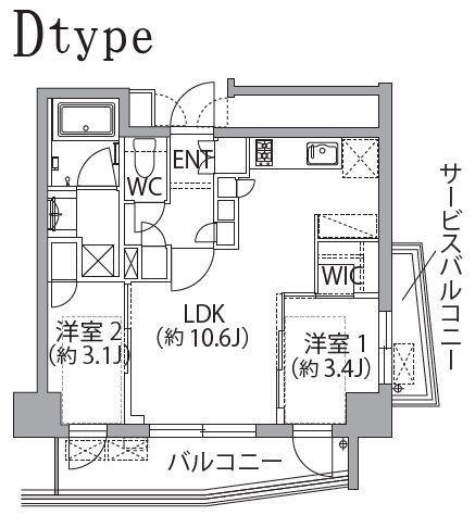 レスピール蓮根(2LDK/5階)の間取り写真
