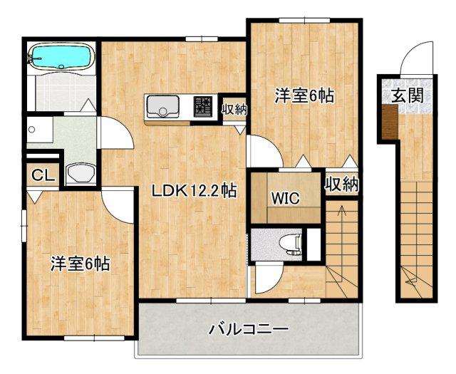 セイバリー馬木(2LDK/2階)の間取り写真