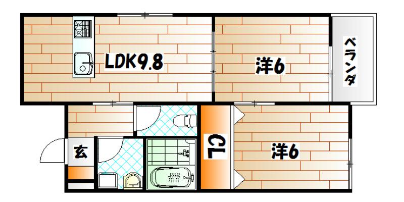 フレシール緑ヶ丘(2LDK/1階)の間取り写真