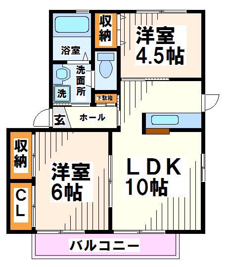グランシードIII(2LDK/1階)の間取り写真