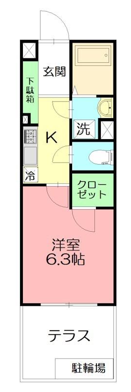 グランヒルズ(1K/1階)の間取り写真