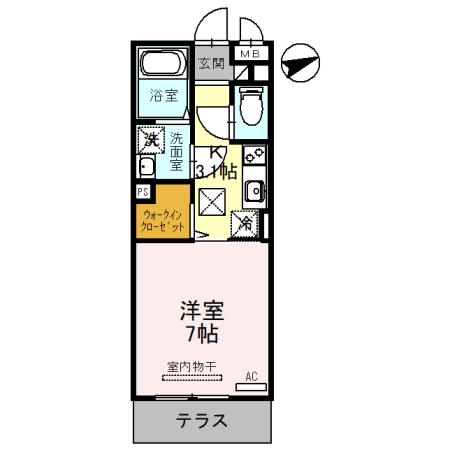 ハーティ下小阪(1K/1階)の間取り写真