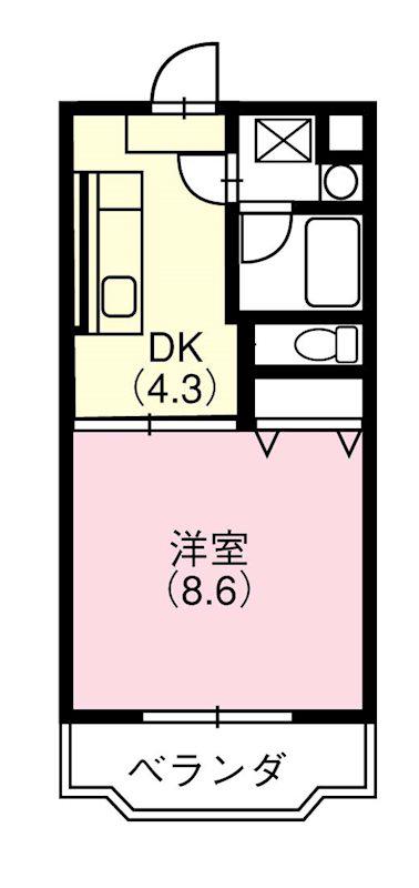 エスポワールI(1DK/3階)の間取り写真