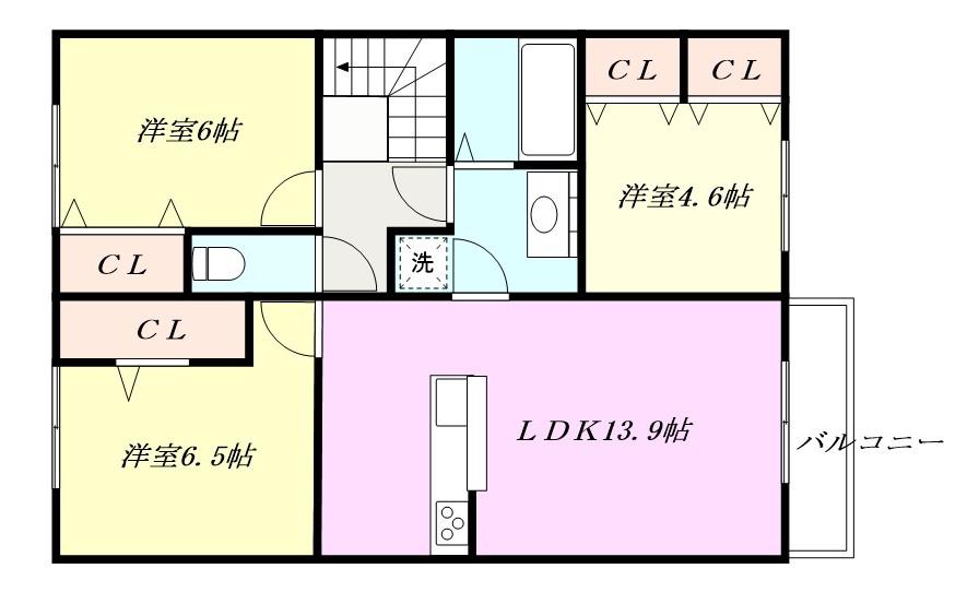 アヴニール箕面(3LDK/2階)の間取り写真