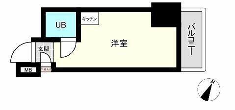 トップルーム新宿公園第2(ワンルーム/1階)の間取り写真