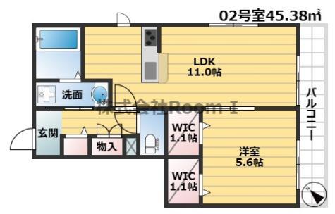 LAZO新深江・旭化成ヘーベルメゾンHEBEL HAUS(1LDK/3階)の間取り写真