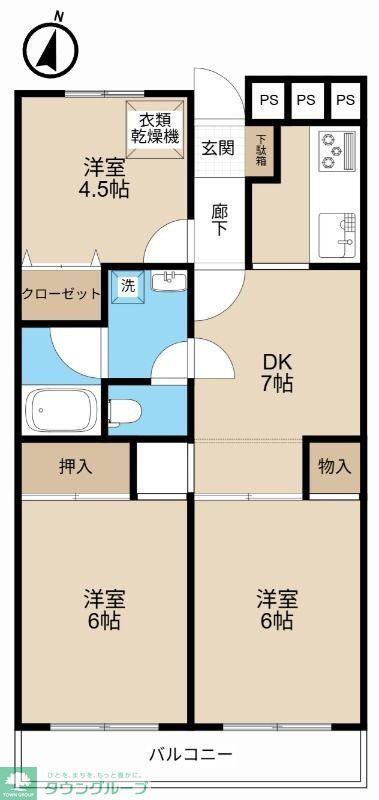 ハイマート堀崎(3DK/1階)の間取り写真