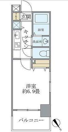 レジデンシア麻布十番(1K/7階)の間取り写真