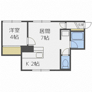ロイヤルコート水車町B(1LDK/2階)の間取り写真