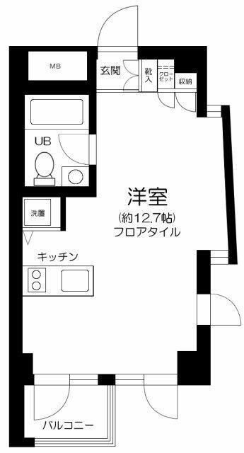 シンシア三軒茶屋レジデンスカフェ(ワンルーム/3階)の間取り写真
