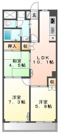 プラザ・ディア(3LDK/4階)の間取り写真