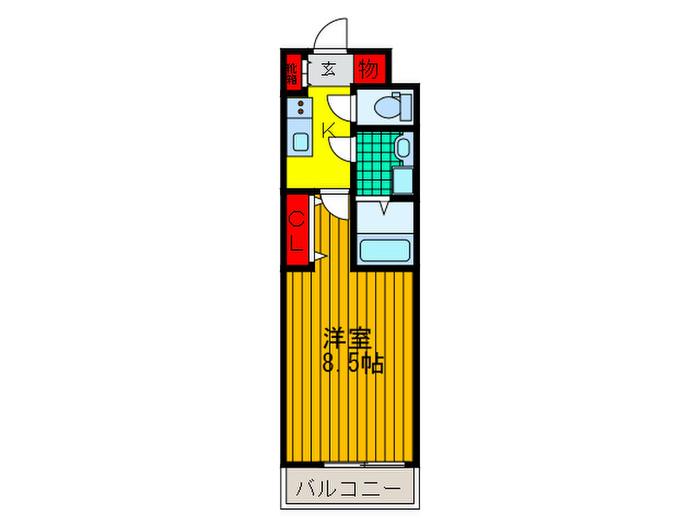 M´S13新之栄(1K/1階)の間取り写真