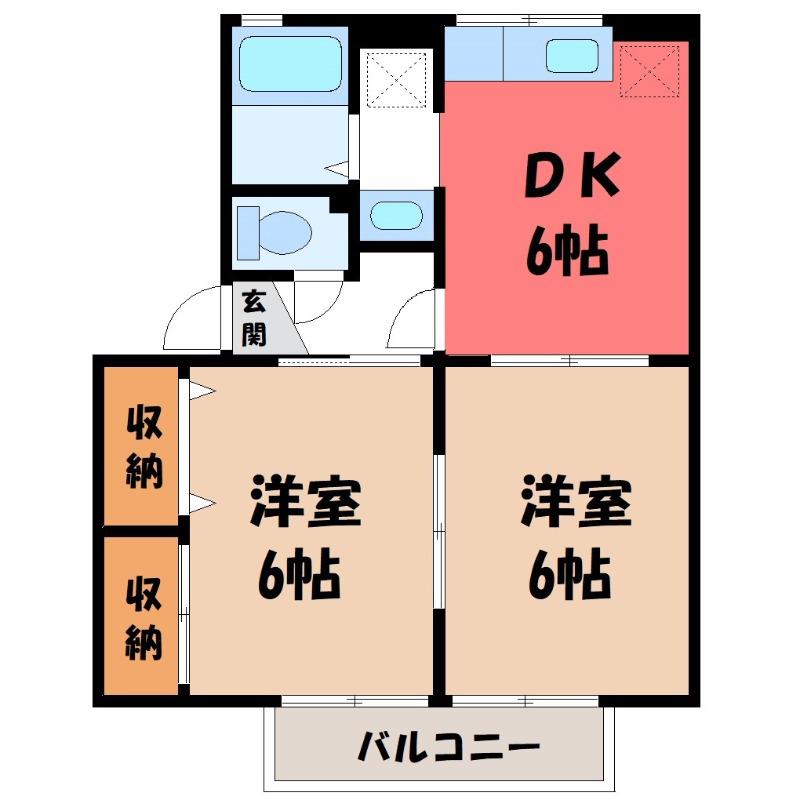 プルニエK(2DK/1階)の間取り写真