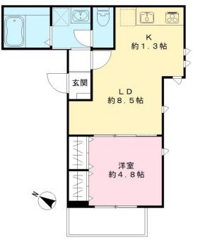 カームコートK(1LDK/3階)の間取り写真