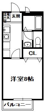 コンディシープル南が丘(1K/2階)の間取り写真