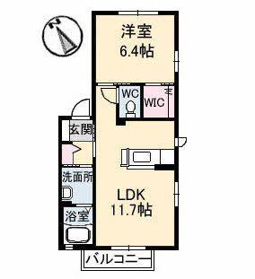 シャーメゾン本谷(1LDK/2階)の間取り写真