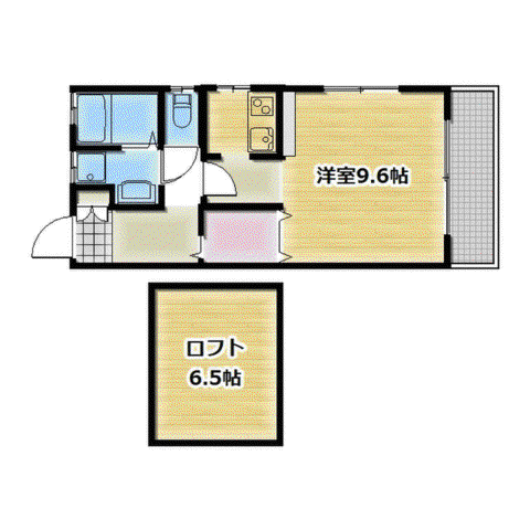 セラピス横濱(1K/2階)の間取り写真