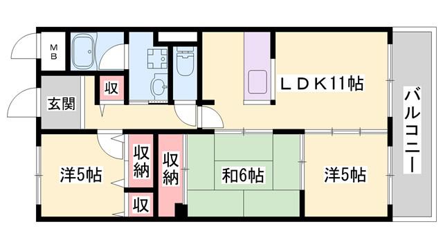 ネオパストラル(3LDK/2階)の間取り写真
