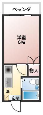 セトルパレス中央(1K/2階)の間取り写真