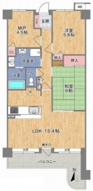 ふぁみーゆ堺(3LDK/5階)の間取り写真