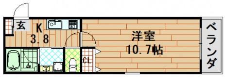 RIDERE廿日市(1K/1階)の間取り写真