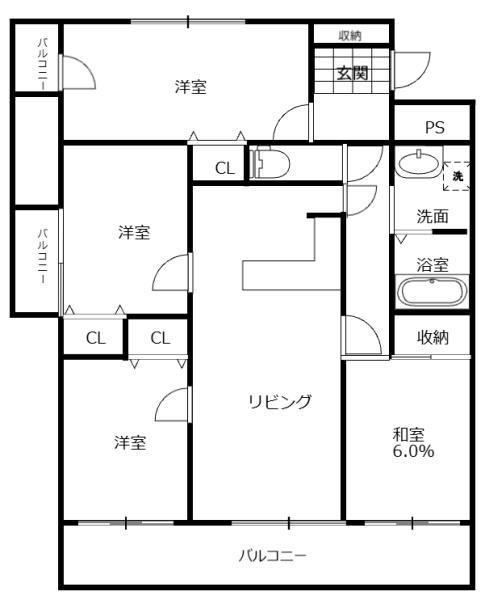エムシーコート橘通(4LDK/15階)の間取り写真