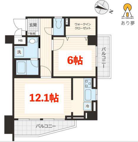 PALWISH弘明寺(1LDK/3階)の間取り写真