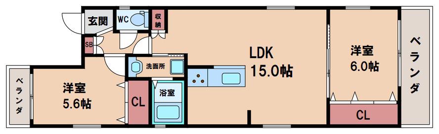 ルネッタ西今川(2LDK/3階)の間取り写真