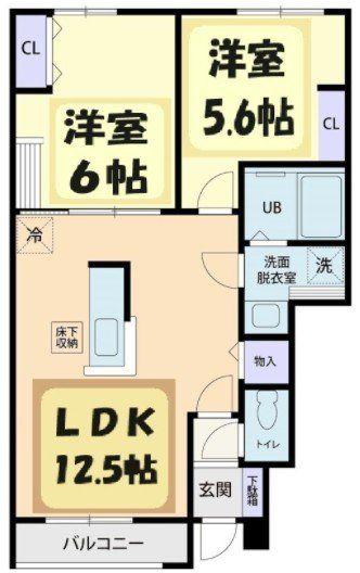 TIARA(2LDK/1階)の間取り写真