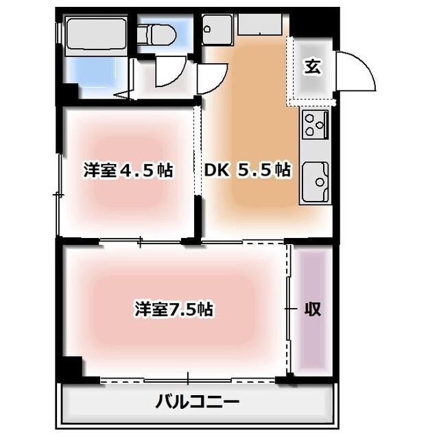 福寿マンション(2DK/3階)の間取り写真