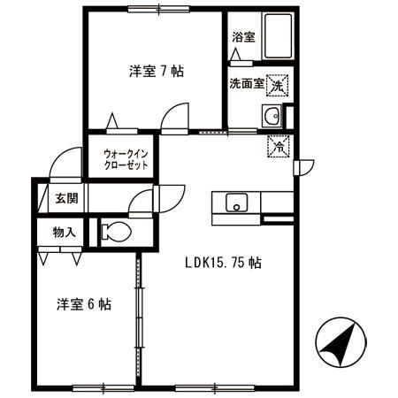 メゾン梅本II(2LDK/1階)の間取り写真