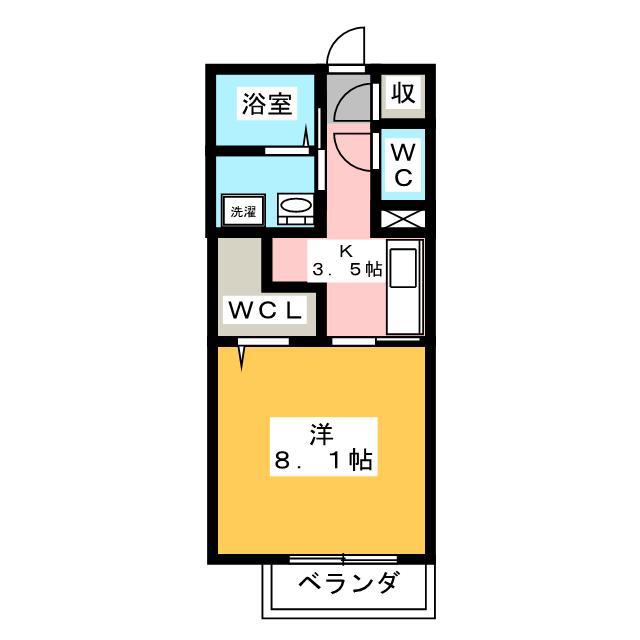 ボヌール(1K/1階)の間取り写真