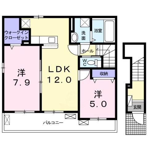 プレッソ 東加古川 III B(2LDK/2階)の間取り写真