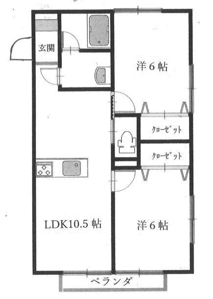 ヴィクトリーD(2LDK/1階)の間取り写真