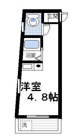 エルメスハイム(ワンルーム/2階)の間取り写真