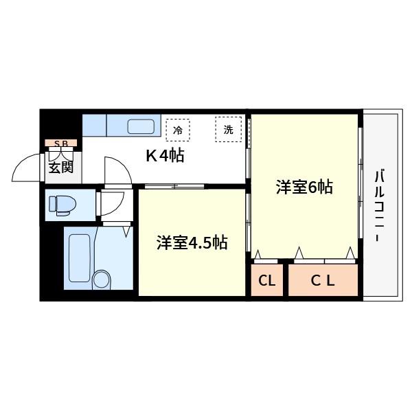 石川コーポ(2K/3階)の間取り写真