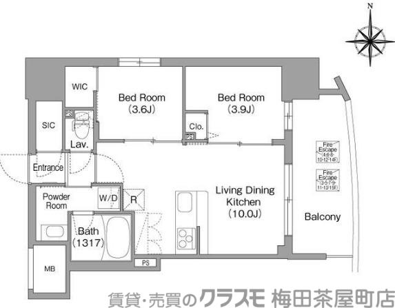 コンフォリア・リヴ大阪本町(2LDK/8階)の間取り写真