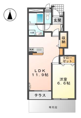 イーグル(1LDK/1階)の間取り写真
