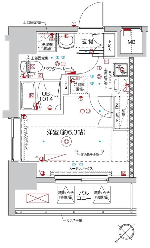 リルシア横濱鶴見4(1K/3階)の間取り写真