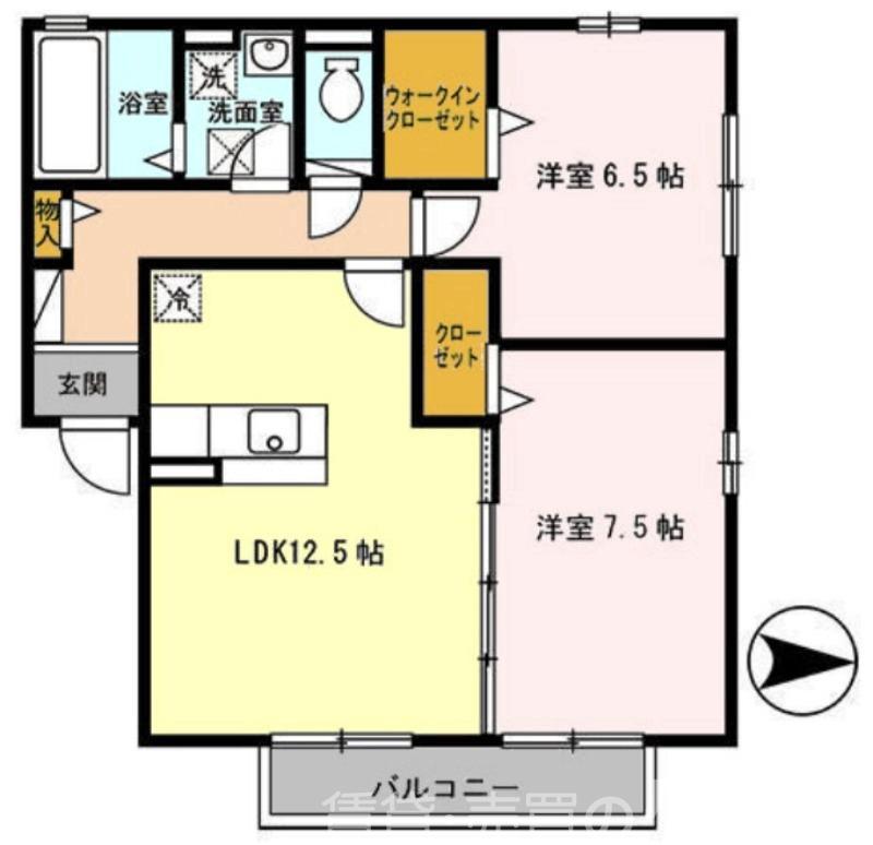 サンフラワー(2LDK/2階)の間取り写真