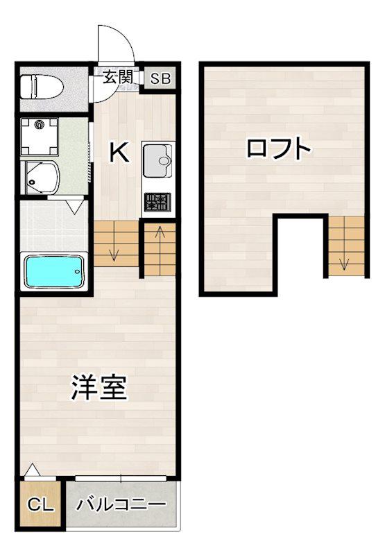 サニーハイツ南川町(1K/2階)の間取り写真