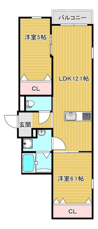 CHRONO桜並木(2LDK/1階)の間取り写真