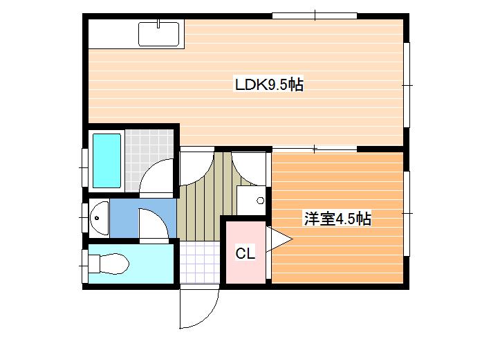 本町ハウス2(1LDK/1階)の間取り写真