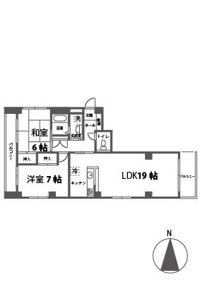 オフビル(2LDK/4階)の間取り写真